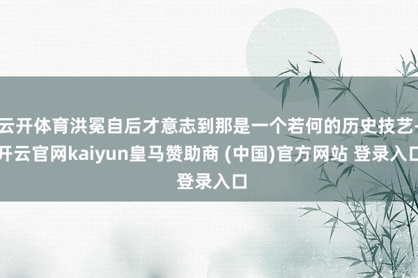 云开体育洪冕自后才意志到那是一个若何的历史技艺-开云官网kaiyun皇马赞助商 (中国)官方网站 登录入口